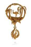 HOGARTH & ERICHSEN (attributed) stunning Colonial 18ct yellow gold brooch adorned with emu and kangaroo in landscape with ferns and grasstree, Sydney origin, late 1850s, ​​​​​​​an impressive 6.8cm high, 14 grams.