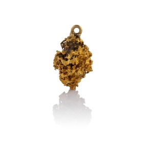 A natural gold nugget ore specimen mounted as a pendant, 2.1cm high, 6.3 grams.