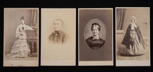 [TASMANIAN INTEREST] Four c. 1860s Charles Woolley (Hobart) cartes-de-visite, each with a distinct design on the reverse, including one of Robert Kermode, member of the Tasmanian Legislative Council and House of Assembly, and builder of Mona Vale, then Au