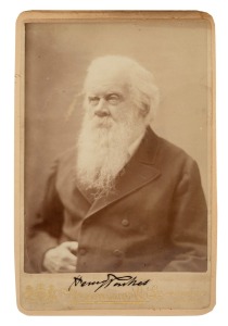 SIR HENRY PARKES: Signed 1890s cabinet card portrait by Freeman & Co. Ltd of 318 George St, Sydney., 11 x 17cm overall.