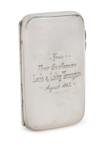 Vice-Regal silver presentation cigarette case, gifted by Lord and Lady Tennyson to Colonel Lewis Madley, Honorary Aide-De-Camp to the Governor of South Australia, with inscriptions "From Their Excellencies Lord & Lady Tennyson - August 1902" and "Southwel