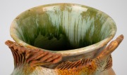 REMUED stunning exhibition quality green glazed pottery vase with applied swordfish decoration. This piece is unrecorded and possibly unique. Incised "Remued, Hand Made", an imposing 36cm high. - 9