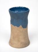 PHILIPPA JAMES pottery vase with blue glazed highlights and interior, incised "Philippa James", ​​​​​​​15cm high.