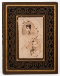HERBERT TAYLOR (photographer): Ornate souvenir album created as a memento of the visit of the Duke and Duchess of Cornwall & York to Melbourne in 1901. (12 photographs, all 9 x 14cm).