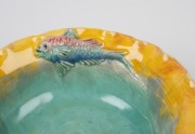 CASTLE HARRIS pottery bowl with applied fish decoration, incised "Castle Harris", 7cm high, 23cm wide. - 3