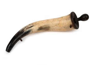 An antique British naval cannon priming horn, late 18th century, ​​​​​​​41cm long.