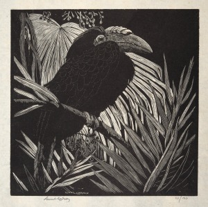 LIONEL LINDSAY (1874-1961), Hornbill, woodcut, signed in the lower margin "Lionel Lindsay", sheet size 19 x 16cm overall.