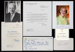 AUSTRALIAN GOVERNORS-GENERAL: Group of seven autographs on letterhead, photograph, or piece, comprising Dame Quentin Bryce (2), Baron Casey (2), Zelman Cowen, Peter Hollingworth, and Sir John Kerr.