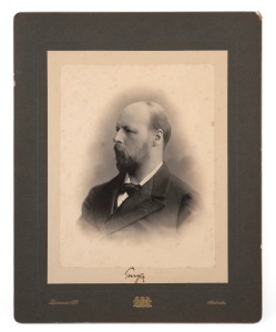 Signed presentation portrait of Lord Hallam Tennyson (1852-1928), taken during his term as Governor of South Australia; Hammer & Co., Adelaide, c. 1890, 30 x 24cm overall.