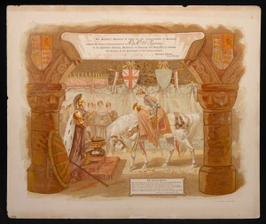 1901 FEDERATION: Souvenir invitation, "His Majesty's Ministers of State for the Commonwealth of Australia request the honour of the presence of Mr & Mrs W. Ramsay (inserted in ink) in the Exhibition Building, Melbourne, on Thursday, 9th May, 1901, to witn