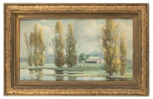 TRAVIS WEBBER (1900-1968), Wallacedale, Victoria, oil on board, signed lower left "Travis Webber", ​​​​​​​titled verso, 22 x 40cm, 32 x 50cm overall.