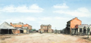 ARTIST UNKNOWN, (Bendigo street scene), watercolour, signed lower right "Jason Carr(?), '94", 27 x 56cm, 41 x 70cm overall.