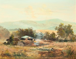 TONY LEWIS (old sawmill), oil on board, signed lower left "Tony Lewis", 40 x 50cm, 53 x 63cm overall.