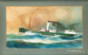 ARTHUR VICTOR GREGORY (1867-1957), The S.S. Marrawah Passing Point Lonsdale, watercolour, signed lower left "A. V. Gregory", 30 x 52cm, 54 x 75cm overall.