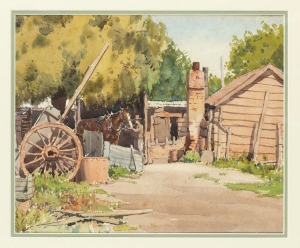 ALLAN THOMAS BERNALDO (1900-1988), (farmyard scene), watercolour, signed lower left "Allan T. Bernaldo", 30 x 36cm, 55 x 61cm overall.