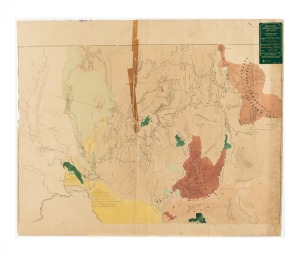 Group of three maps comprising c. 1850s Hobson's Bay and Melbourne geological survey hand-coloured lithograph, c. 1873 Plan of New Docks on North Side of River Yarra (Royal Commission on Low Lying Lands), and c. 1929 Shire of Mulgrave (Metropolitan Town P
