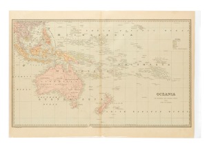 Group of maps of Australia, comprising 1844 Society for the Diffusion of Useful Knowledge, 1845 John Betts, 1854 Augustus Petermann, 1870 Edward Weller, and c. 1886 Picturesque Atlas Publishing Company; the largest 45 x 54cm. (5 items)