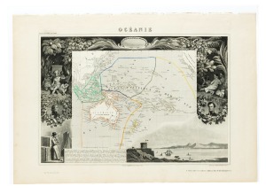 Group of maps of Australia and Oceania, comprising 1834 Charles Monin, c. 1840 Atlas Universel Illustr&eacute;, 1844 Society for the Diffusion of Useful Knowledge, and 1849 Kohler; the largest 40 x 49cm. (4 items)