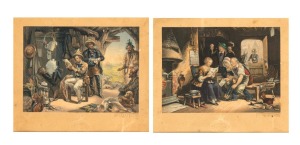 GEORGE BAXTER "News From Home" and "News From Australia" framed antique colour lithographs, 39 x 40cm each overall.
