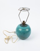 NANCY PATON turquoise glazed pottery lamp base with sgraffito decoration, incised "Nancy Paton, 1937", 38cm high overall including harp attachment. - 2
