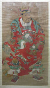 A Chinese painting of a warrior, Qing Dynasty, 130 x 70cm