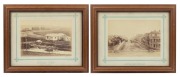 CHARLES NETTLETON pair of albumin photographs of Melbourne scenes, each laid down on card and attractively caption: I.) Raleigh's Punt, Maribyrnong, II.) Collins Street, East, framed 24 x 29cm each overall.