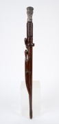 BEN HALL, CANOWINDRA AND WILLIAM ROBINSON: An Aboriginal carved whip handle featuring a lizard and a snake, with an ornate metal finial with &ldquo;BEN HALL 1860&rdquo; scratched into the metal; 54.5cm long overall. - 2
