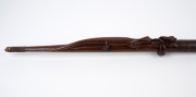 BEN HALL, CANOWINDRA AND WILLIAM ROBINSON: An Aboriginal carved whip handle featuring a lizard and a snake, with an ornate metal finial with &ldquo;BEN HALL 1860&rdquo; scratched into the metal; 54.5cm long overall. - 3