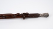 BEN HALL, CANOWINDRA AND WILLIAM ROBINSON: An Aboriginal carved whip handle featuring a lizard and a snake, with an ornate metal finial with &ldquo;BEN HALL 1860&rdquo; scratched into the metal; 54.5cm long overall. - 4