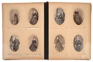 [GRASYFORT FAMILY - MELBOURNE] CARTES-DE-VISITE: An album (dilapidated) containing 130 CDVs, a daguerrotype and several cabinet-card images, featuring many relatives, friends, and associates of a Spanish-Australian immigrant family of early Melbourne