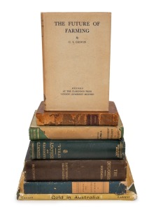 Various books, including "Peptic Precepts...." (1822, 4th ed.), "The Decameron" by Boccaccio, "A Book of Delights" by Hadfield; "Gold in Australia" by Barrett; and 3 others; all hardcover. (7).