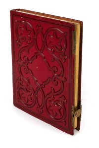 [LAUNCESTON INTEREST] A beautiful hand-tooled red leather album assembled by the family of James Mercer, containing eighty-seven c. 1857-67 cartes-de-visite, including noted James Henty, William Archer and wife, Robert Kermode and wife, and several member