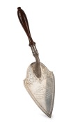 ECHUCA INTEREST antique Australian silver presentation trowel with turned blackwood handle, engraved "Presented To His Excellency The Earl Of Stradbroke K.C.M.G. Governor Of Victoria, By The Echuca Technical School Council To Commemorate The Laying Of The