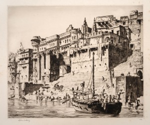 LIONEL LINDSAY (1874-1961), Palaces, Benares, drypoint etching, signed in the lower margin "Lionel Lindsay", sheet size 34 x 43cm overall.