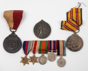 Assorted service medals including a group of five medalettes, South African medal awarded to Charles Silverwood Slater (Victorian Mounted Rifles) and two others.