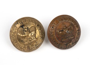 CONVICT DEPARTMENT antique tunic button; together with PRISONS DEPARTMENT antique tunic button, (2 items), 19th century.