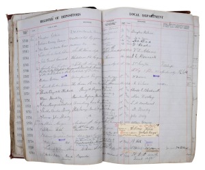 RINGWOOD INTEREST Bank ledger book, circa 1937, listing clients and transactions. A fascinating social history document for the local historians.