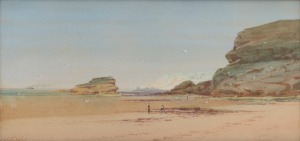 JAMES SWINTON DISTON (1857-1940), (beach scene), watercolour, signed lower left "J. Swinton Diston", ​​​​​​​25 x 50cm, 31 x 56cm overall.