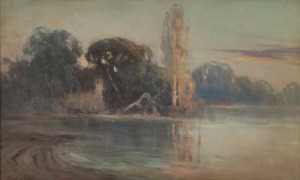 WILLIAM DELAFIELD COOK (senior), (1861-1931), (river scene), oil on canvas board, signed lower left "W. Delafield Cook", ​​​​​​​35 x 54cm, 48 x 70cm overall.