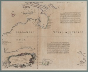 SOUTHERN CONTINENT antique map with later hand-coloured enhancement, attractively displayed in a huon pine frame, ​​​​​​​76 x 79cm overall.