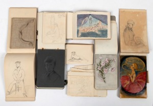 NORMA BULL: A quantity of 1920s loose sketches and sketchbooks, mostly directly attributable to Norma Bull, mostly pencil but also some in pen and ink.