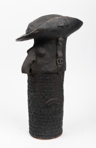 A.I.F. pottery sculpture with slouch hat, signed "A.B. CABLE", 42.5cm high.