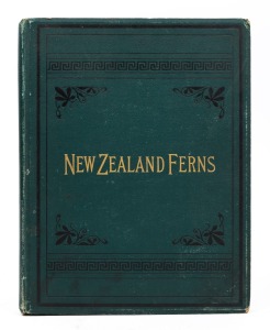 A 19th century New Zealand fern album "Mounted And Botanically Named By Mrs C. C. Armstrong, Dunedin", green pebble cloth with gilt lettering, featuring fifty-two mounted specimens, most of them annotated with scientific names.