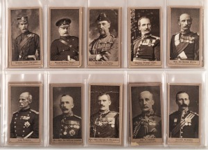 CIGARETTE CARDS - 1901 BOER WAR SERIES II: American Tobacco Co. "Series A" part-set [23/25], noted Lord Roberts, General Lord Kitchener, and Colonel Baden-Powell, Fair/Good; together with 1900 F & J. Smith's "Boer War" part-set [7/50], 1936 Raydex "Africa