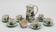 ARTHUR MERRIC BOYD pottery coffee set with hand-painted boating scenes, comprising of coffee pot, milk jug and six cups and saucers, (14 items), the pot incised "Arthur Merric Boyd", the largest 20cm high.