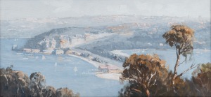 LEON HANSEN (1918-2011), The Spit, Sydney Harbour, oil on board, signed lower left "Leon Hansen", 25 x 49cm, 33 x 58cm overall.