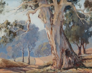 LEONARD LONG (1911-2013), The Big Gum, Flowerdale, oil on board, signed lower right "Leonard Long", 39 x 49cm, 55 x 65cm overall.