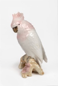 ROYAL DUX pink cockatoo porcelain statue, 20th century, 17cm high.