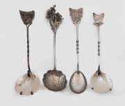 SARGISON'S Australian silver jam spoon with map of Tasmania, together with a similar example with shell bowl by F.A. FLINT of Launceston and a silver plated example, plus an attractive silver spoon with Western Australian wildflower decoration by HARRIS &