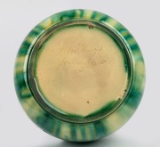 McHUGH pottery bowl with mottled green glaze, incised "H. McHugh, Tasmania", 10cm high, 21cm diameter. - 2